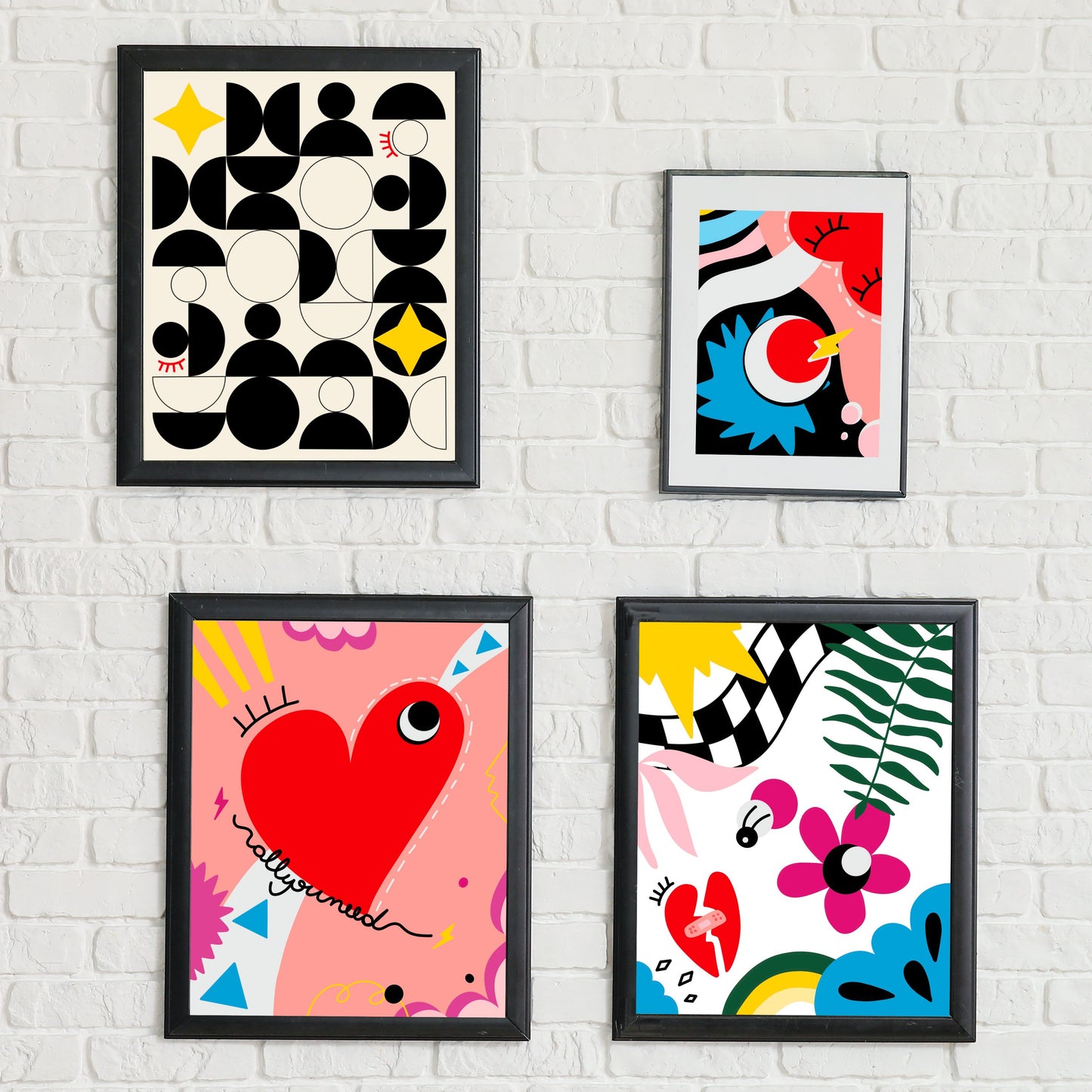 Art deco-inspired Brasilia art print with a beige background, black blocks, and two four-pointed stars, capturing the modernist charm of Brazil's capital city.