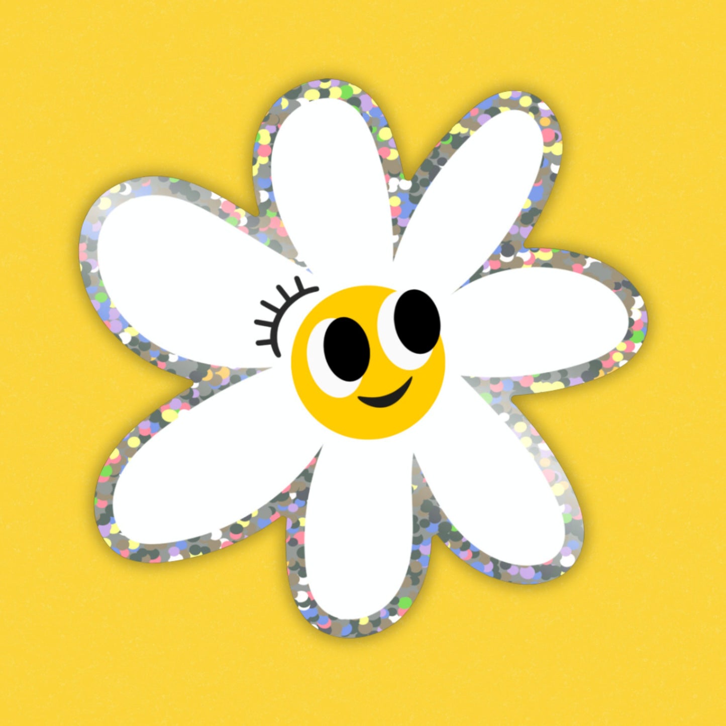 Sticker Cute Daisy Glitter