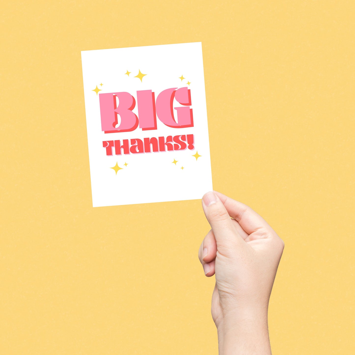 Big Thanks greeting card with bold lettering surrounded by stars, perfect for showing appreciation with humor and style.