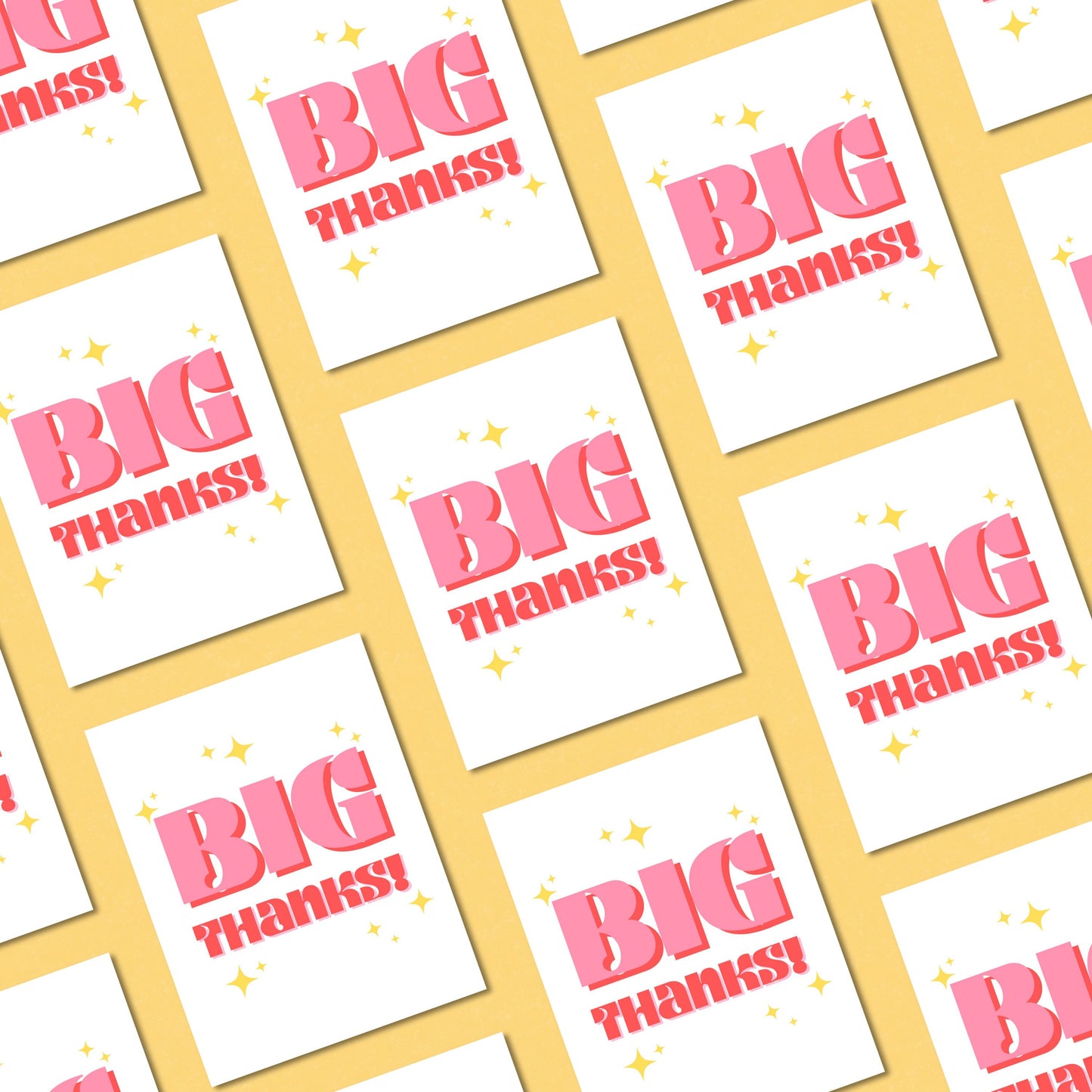 Big Thanks greeting card with bold lettering surrounded by stars, perfect for showing appreciation with humor and style.