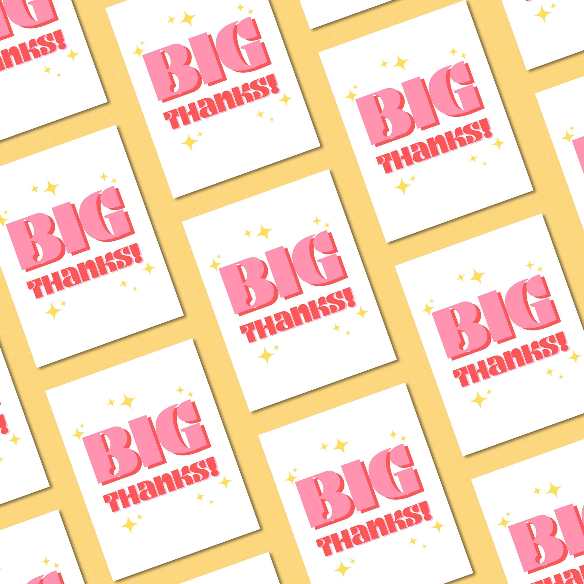Big Thanks greeting card with bold lettering surrounded by stars, perfect for showing appreciation with humor and style.