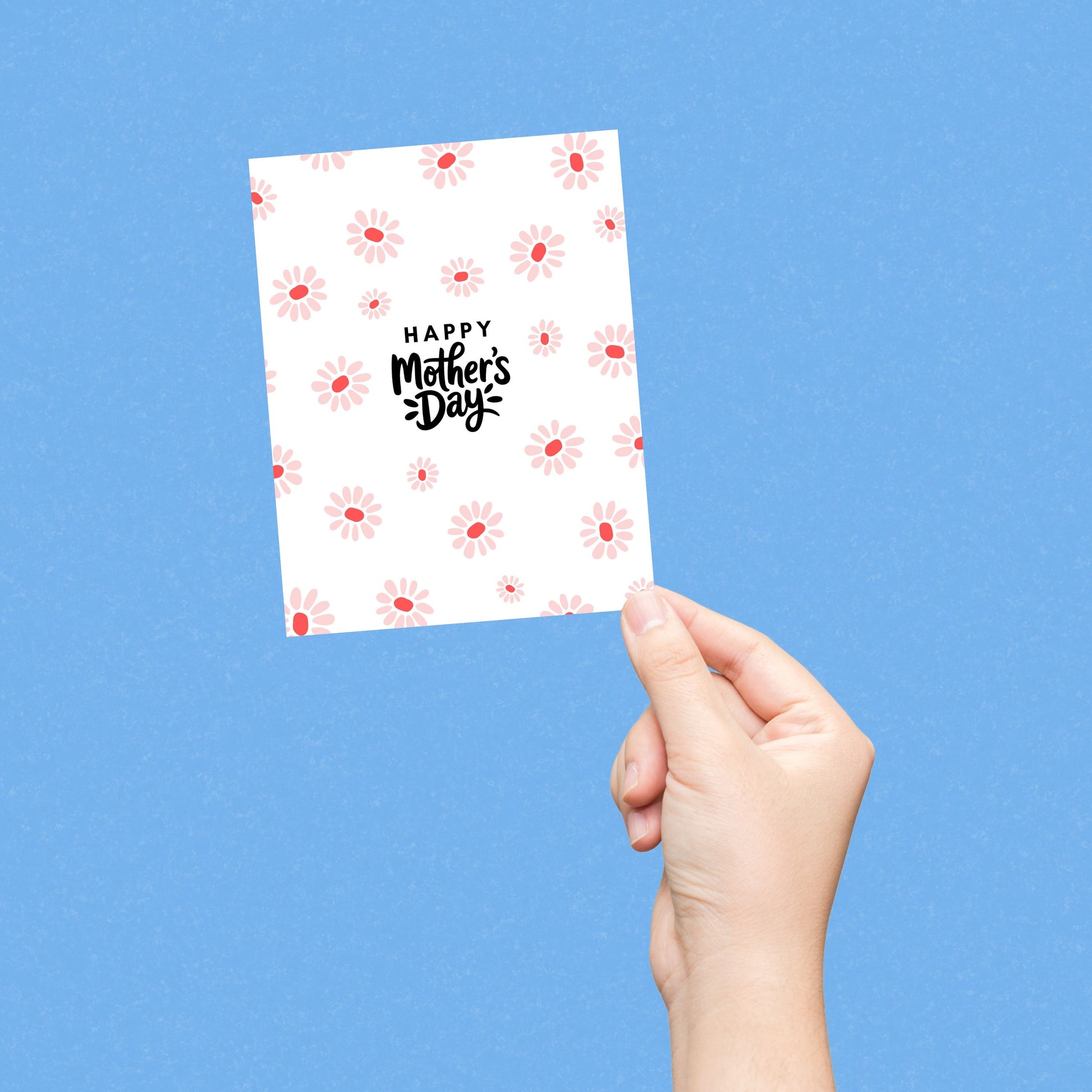 Colorful floral Mother’s Day greeting card with a vibrant flower background and the phrase "Happy Mother's Day" in bold, cute lettering. Ideal for gifting to moms, grandmothers, or mother figures.