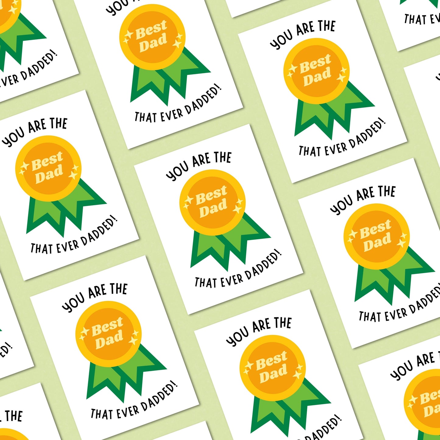 Funny Father's Day card with a winner badge that says "Best Dad" and the phrase "You Are The Best Dad That Ever Dadded." Perfect for dads who love dad jokes, grilling, and fixing things. Great for Father's Day, birthdays, or just because.