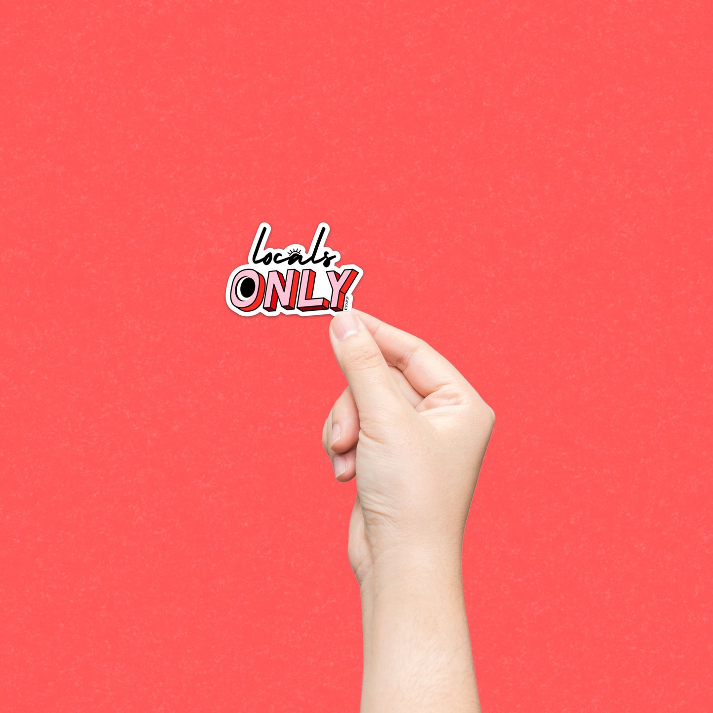 Locals Only sticker in bold lettering on a vinyl background, perfect for marking your territory and showing off local pride. Durable and weatherproof, ideal for laptops, water bottles, and phones.