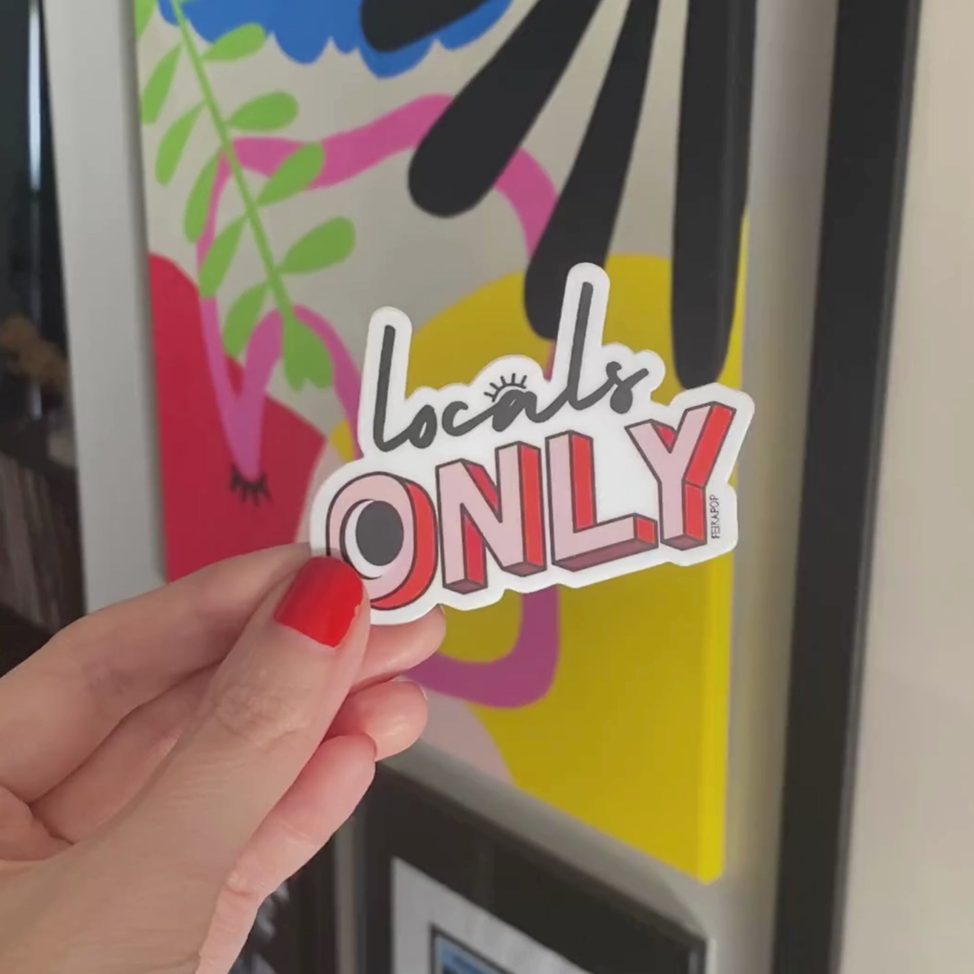 Locals Only sticker in bold lettering on a vinyl background, perfect for marking your territory and showing off local pride. Durable and weatherproof, ideal for laptops, water bottles, and phones.