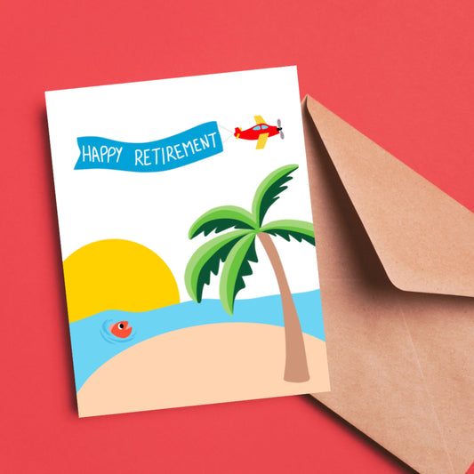 Happy Retirement Sunny Island Greeting Card