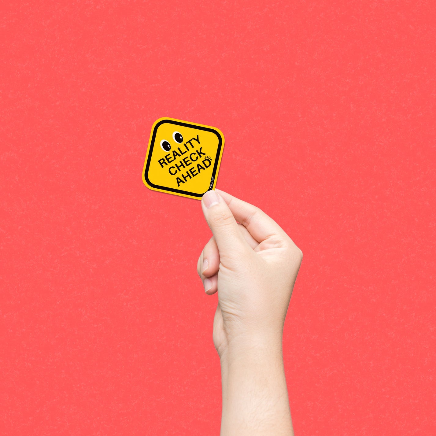 Sticker Reality Check Ahead Yellow Traffic Sign – Feira Pop