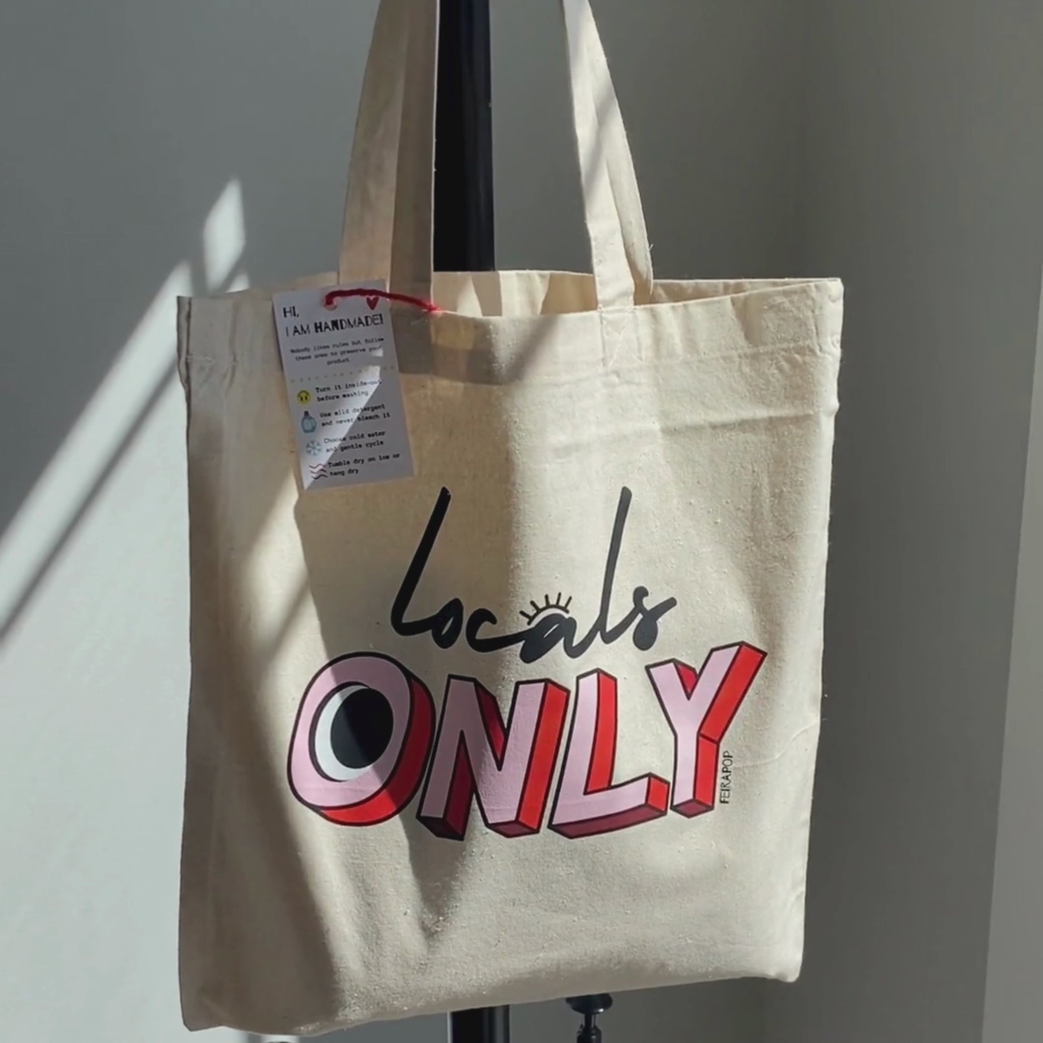 Tote bag with the phrase Locals Only – a fun and stylish way to show off your local pride and keep the tourists guessing.